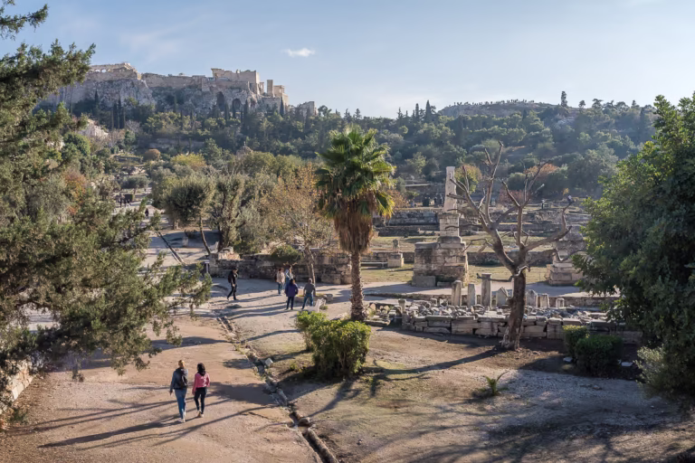 Panoramic view of the Panathenaic Way and the Agora.